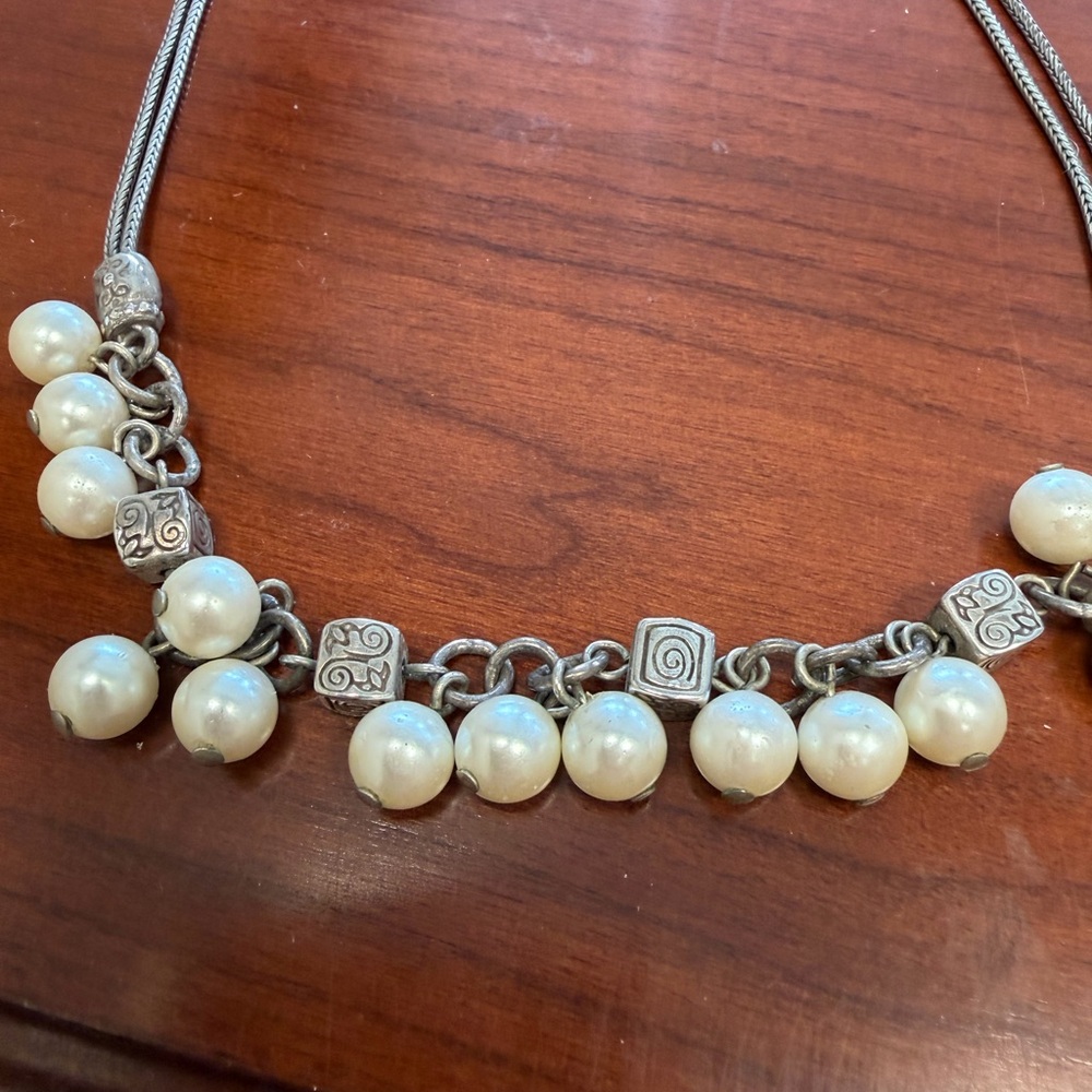 Brighton Silver Necklace with Cream Pearl Charms - Picture 3 of 3
